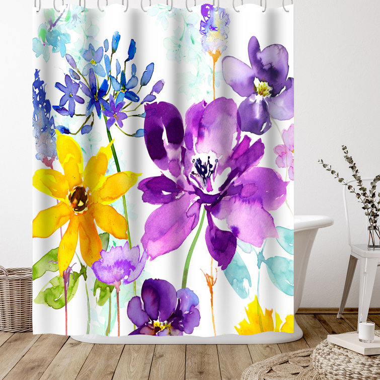 Bless international Botanical Shower Curtain Floral Shimmer by